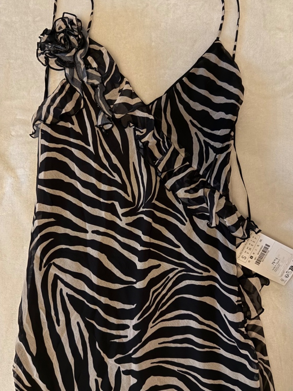 Zebra Print Maxi Ruffled Dress - Picture 4 of 5